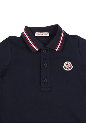 Tutina in piquet di cotone con orlo tricolore MONCLER KIDS | L19518L000068496F778